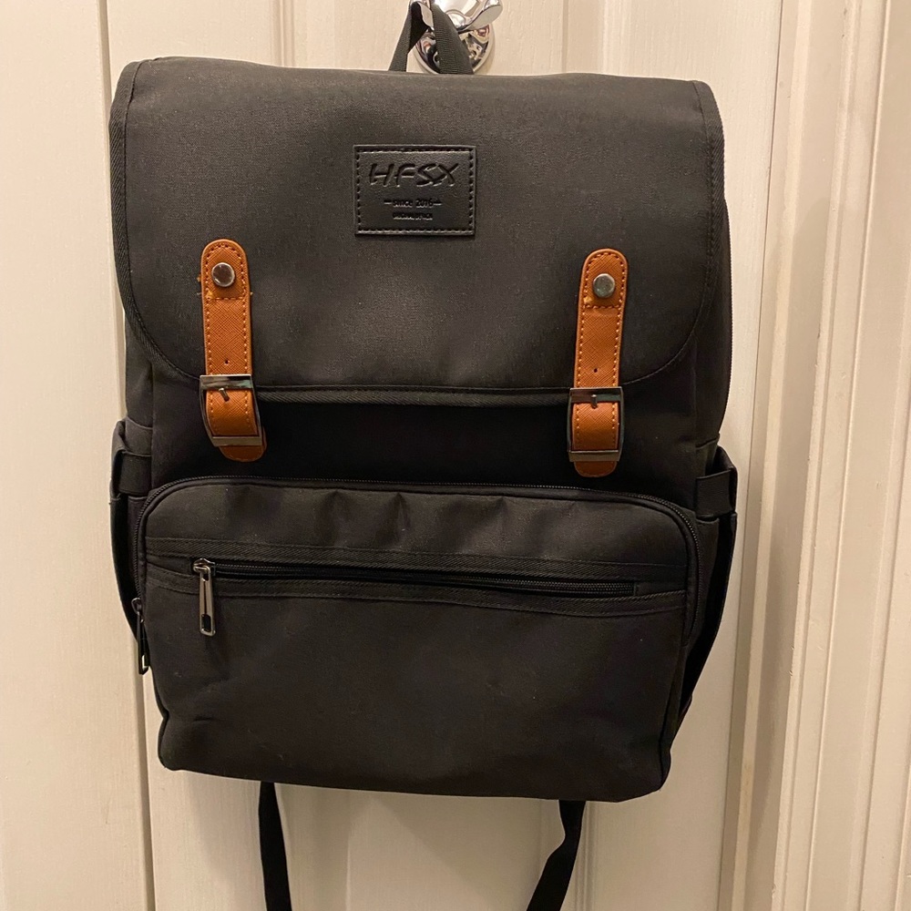 Black canvas backpack